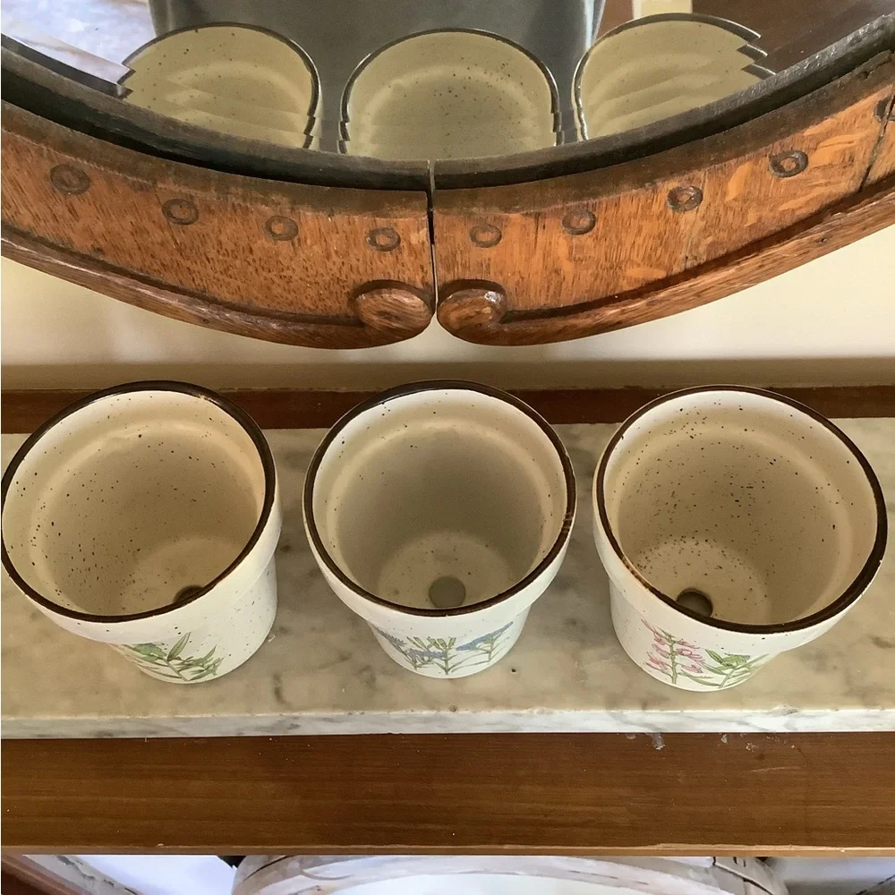 Vintage Otigiri Style Japanese Speckled Wild Flowers Set of 3 Flower Pots Vases - Picture 7 of 9